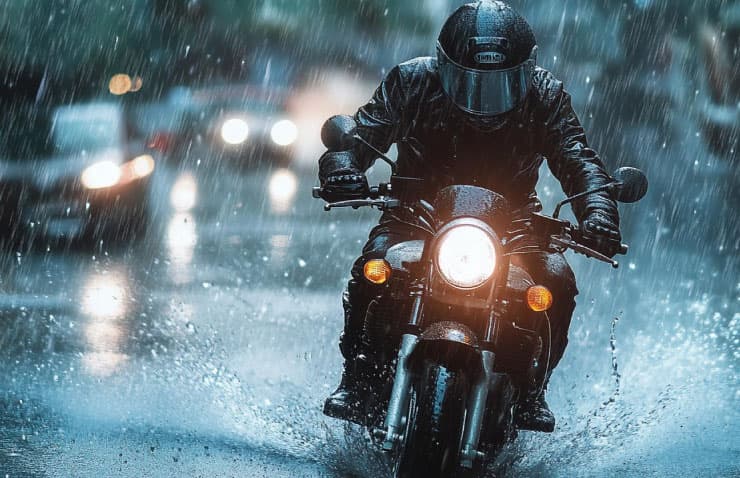 examen-moto-dgt-lluvia-trucos-aprobar-mostoles Alumno de la autoescuela MotoCircuito realizando prácticas de moto bajo la lluvia con total seguridad en el circuito privado de Móstoles.