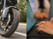 Alumno de la autoescuela MotoCircuito en Móstoles realizando un test del examen teórico específico de motocicleta desde una tablet, preparando su carnet A2.